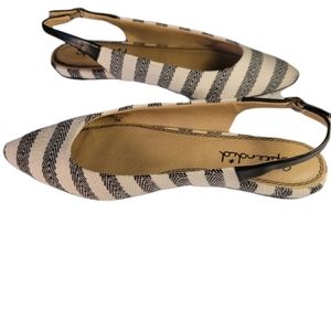 SPLENDID SARYN IVORY & BLACK STRIPE SLING BACK SANDALS